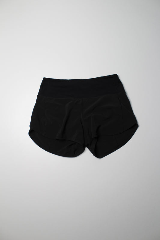 Lululemon black ‘speed’ shorts, size 6
