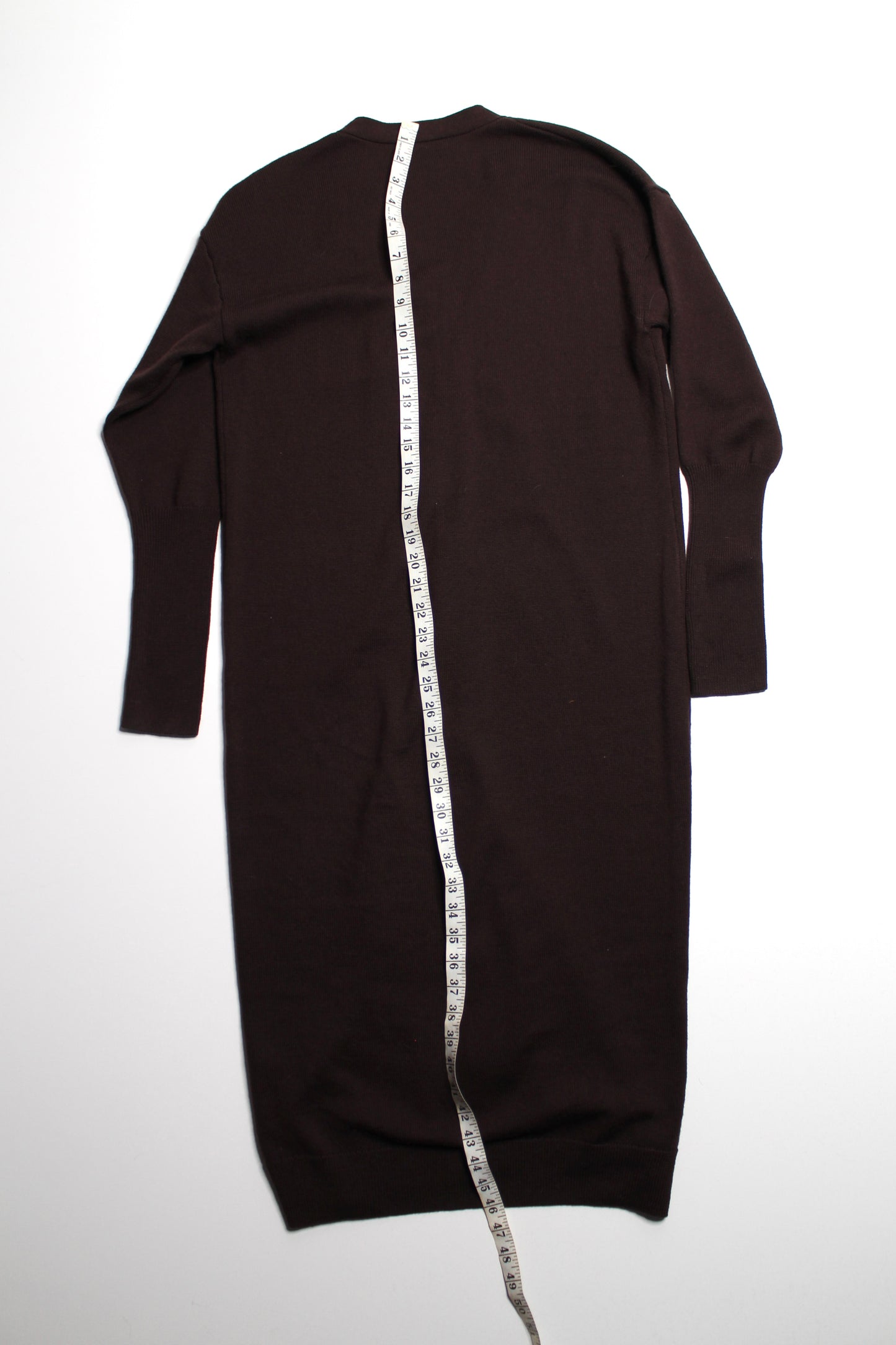 Aritzia Wilfred dark brown ‘Utopia’ cardigan sweater dress, size small