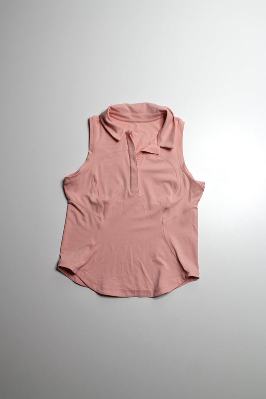 Lululemon coral ‘quick dry sleeveless polo' tank, no size. Fits like small *curved hem (fits 4/6)