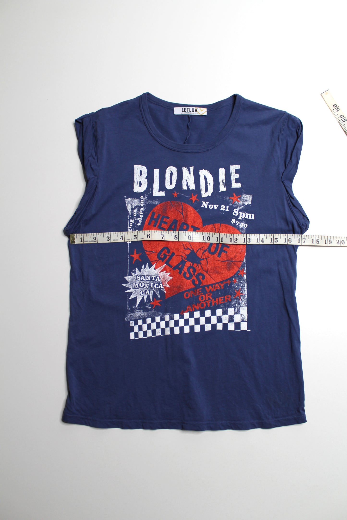 Anthropologie Letluv blue ‘1978 Blondie' roll sleeve t shirt, size small (was $25)