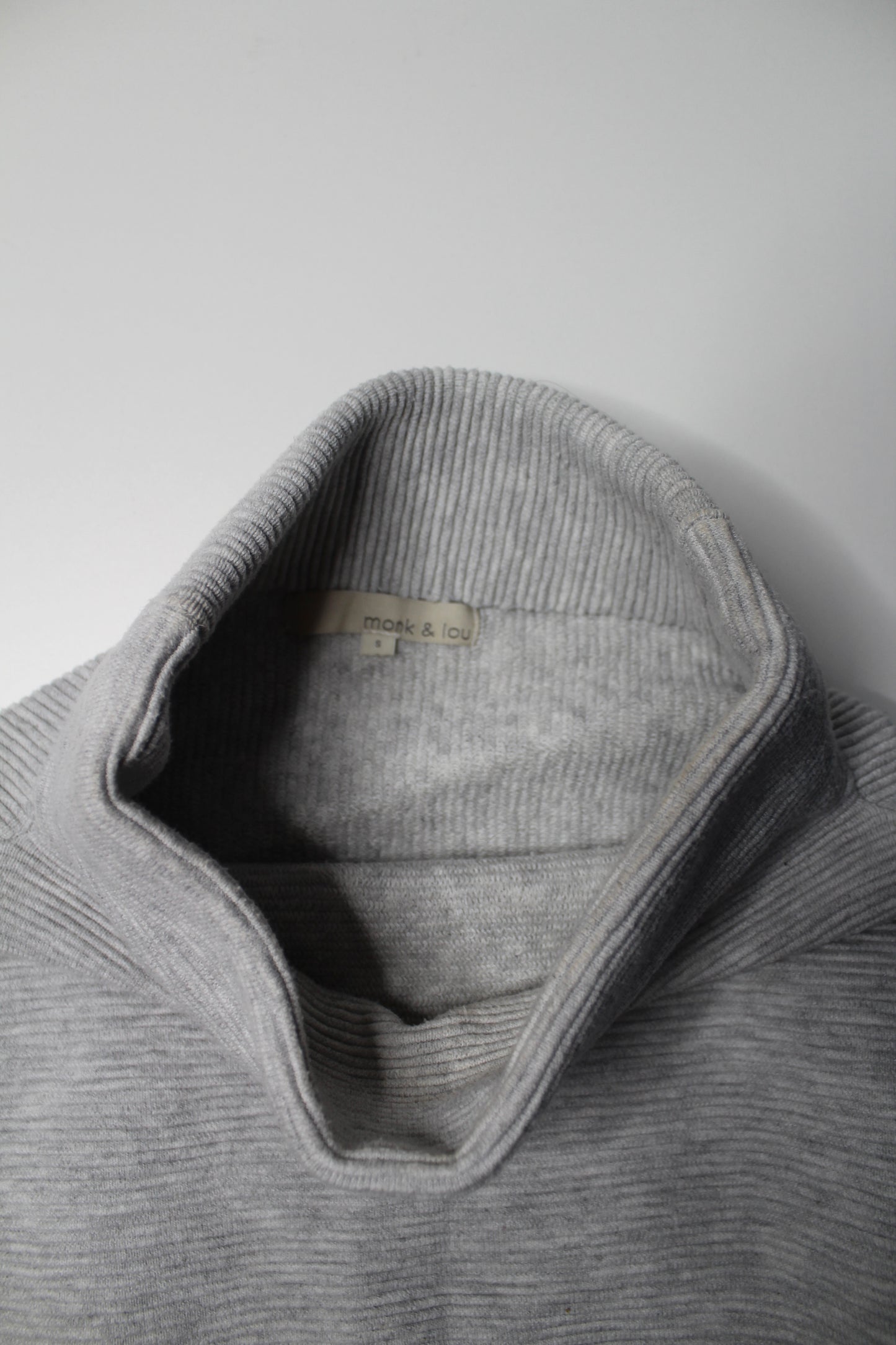 Monk & Lou light grey ribbed ottoman sweater, size small (loose fit)
