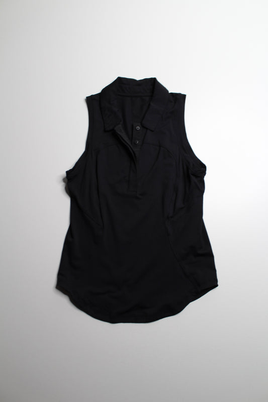 Lululemon black ‘quick dry sleeveless polo' tank, no size. Fits like 4 *curved hem