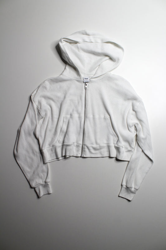 Aritzia TNA white waffle zip up hoodie, size 1 (size small, oversized)