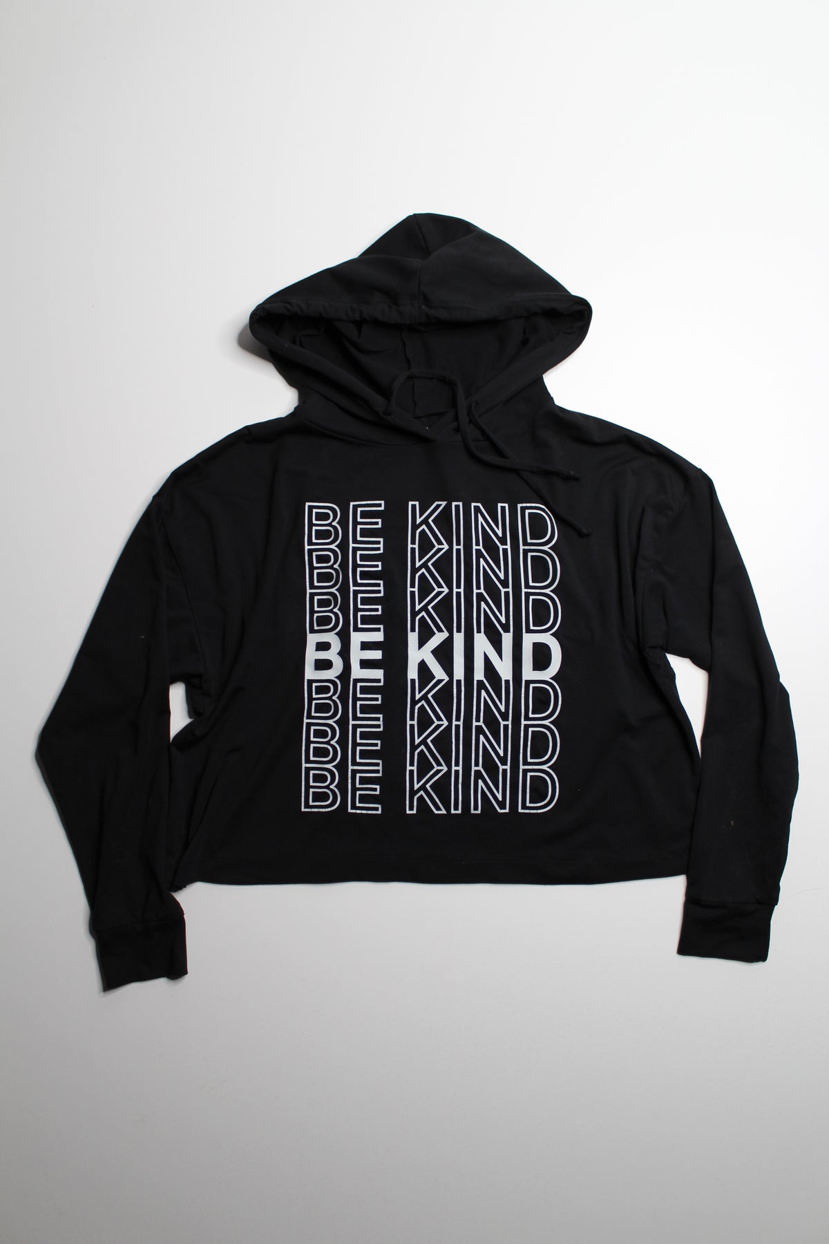 Good HYOUman ‘be kind’ black long sleeve hoodie, size xs (loose fit)