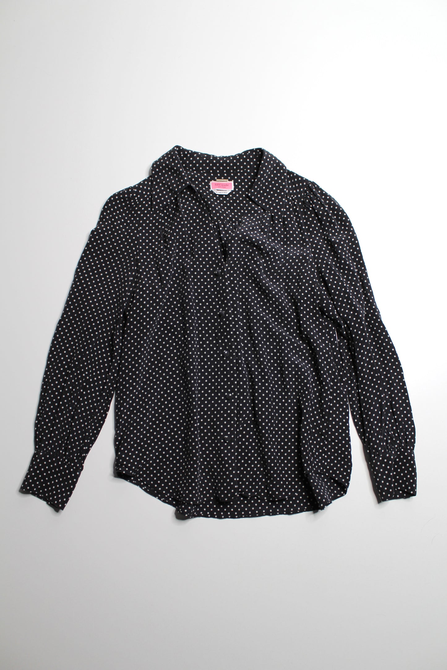 Kate Spade silk long sleeve polka dot blouse, size medium