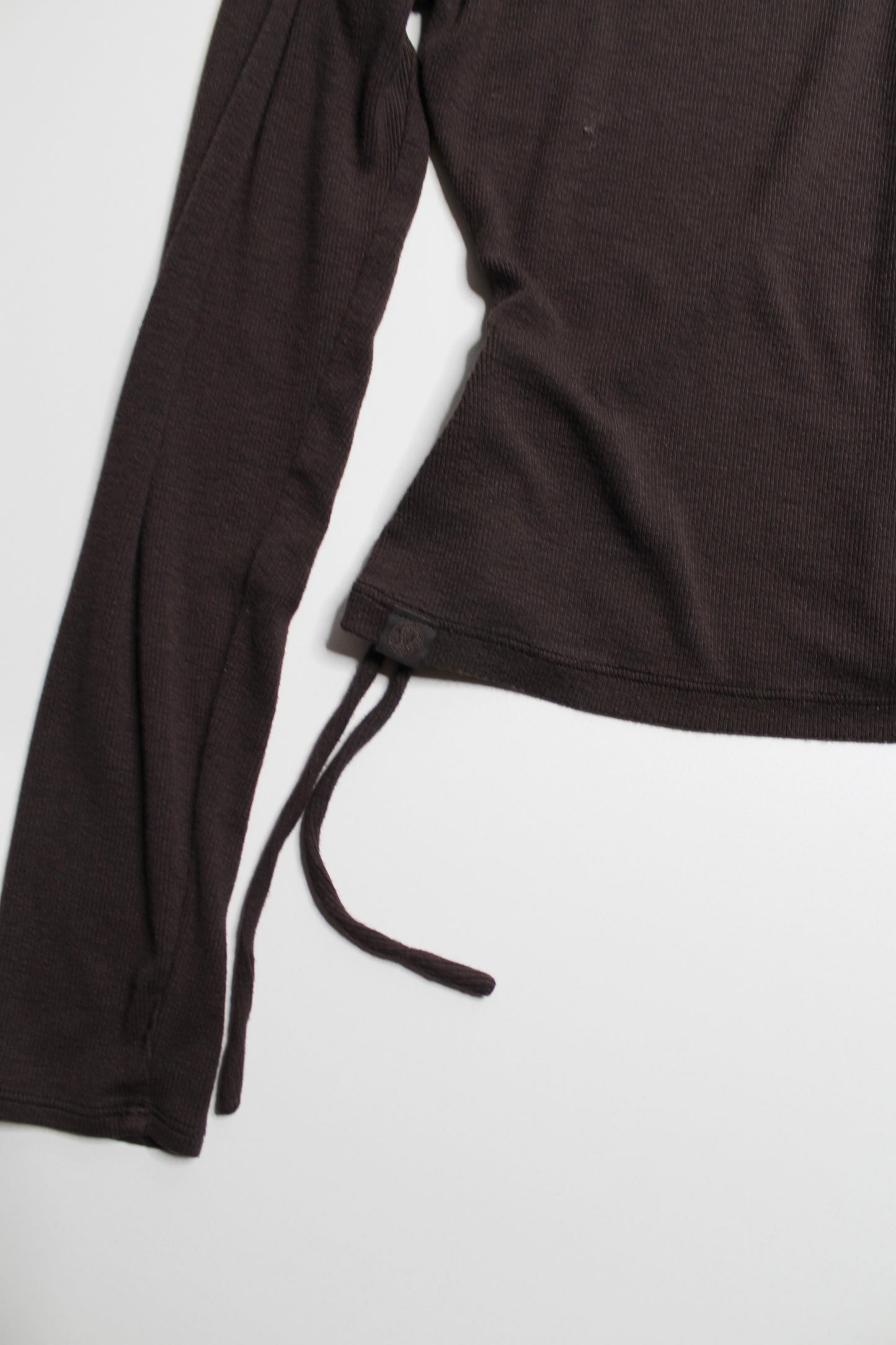 Lululemon dark brown ‘hold tight’ side cinch cardigan, no size. Fits like 6
