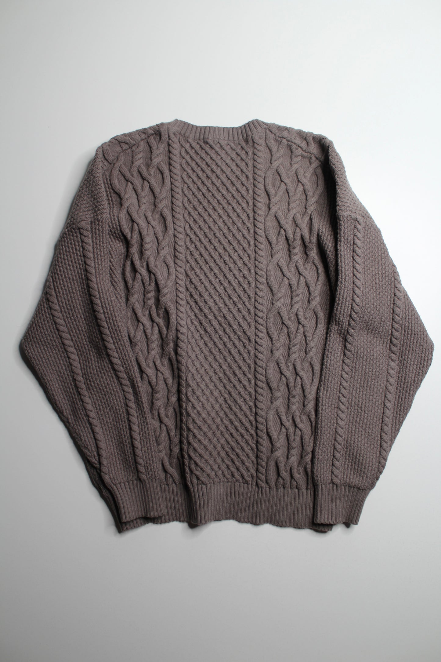 Aritzia Sunday Best deep taupe cable knit 'Peggy' sweeter, size small (relaxed fit)