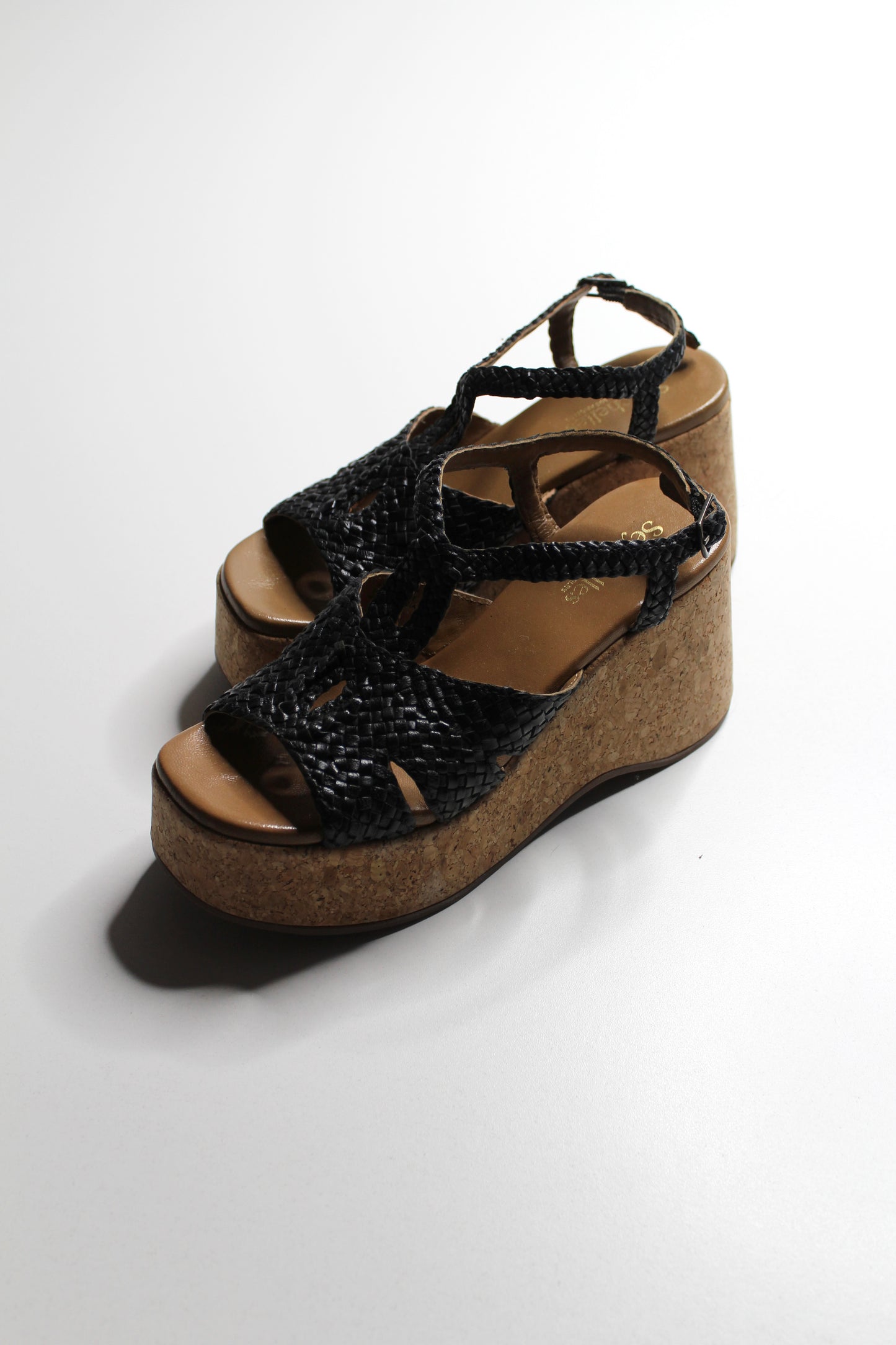 Anthropologie black Seychelles ‘nolia’ wedge sandals, size 6 (fits 6/6.5)