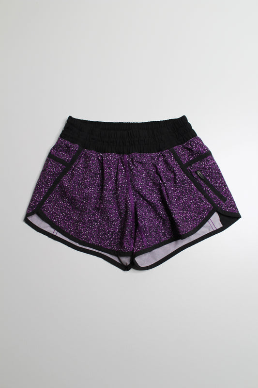 Lululemon flashback static powered violet tracker shorts III, size 4 (4")