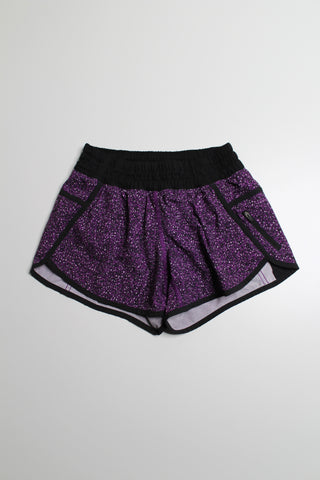Lululemon flashback static powered violet tracker shorts III, size 4 (4")