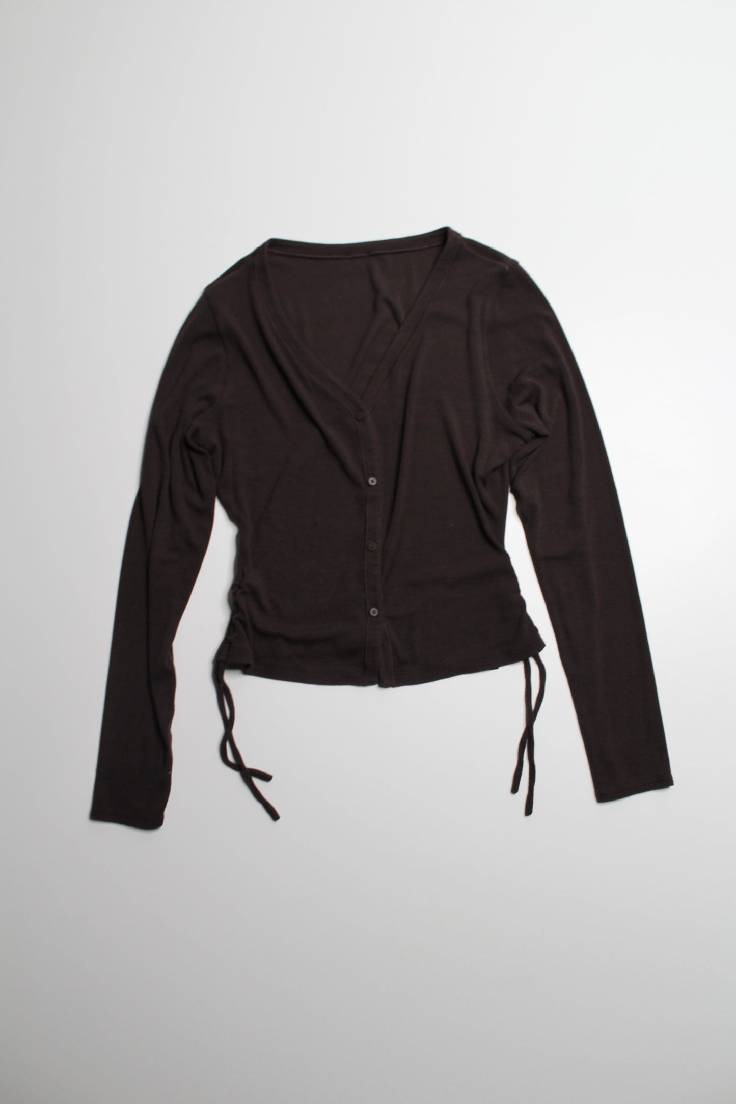 Lululemon dark brown ‘hold tight’ side cinch cardigan, no size. Fits like 6
