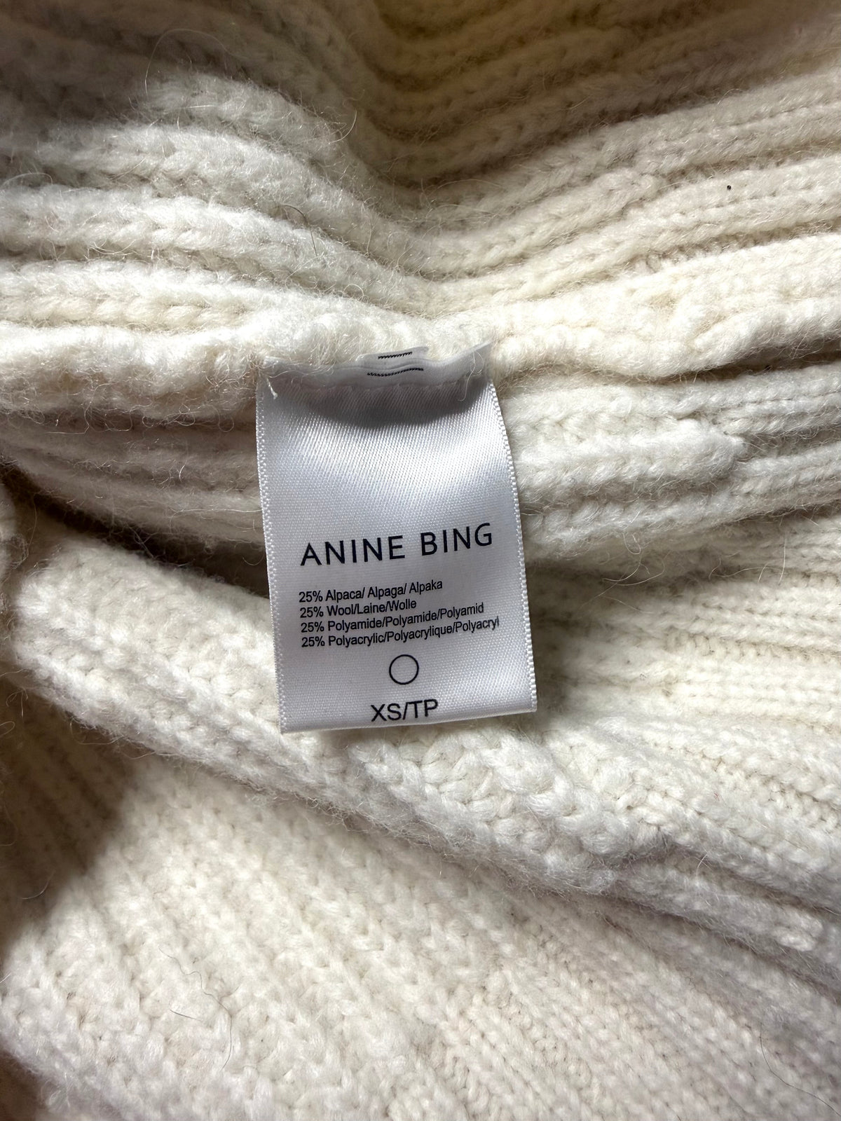 Anine Bing cream 'sydney' knit sweater, size xs (oversized)