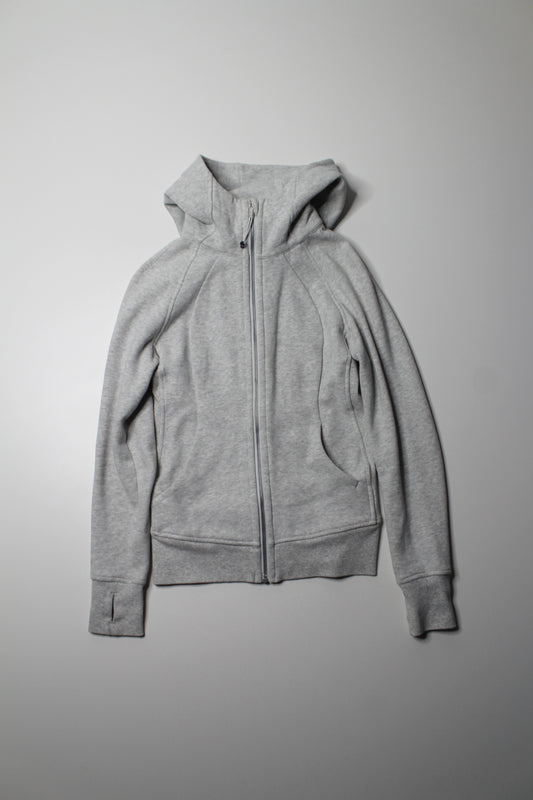 Lululemon heathered light grey scuba full zip hoodie, size 4 *light cotton fleece