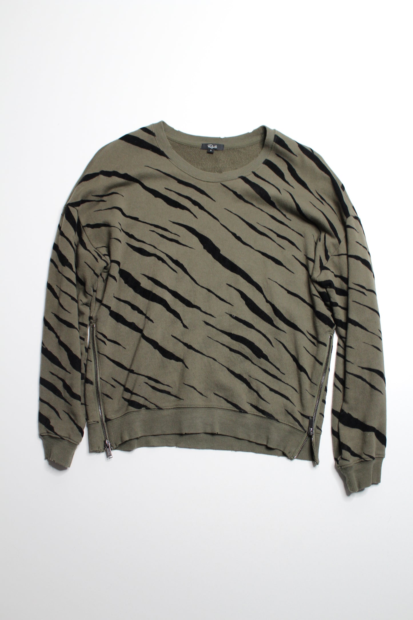 Rails olive/black ‘Marlo’ flocked tiger sweater, size small