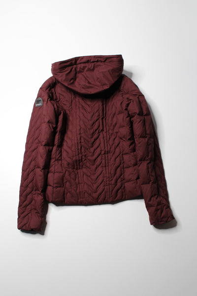 Sorel Aylwin burgundy hooded down puffer jacket, size xs