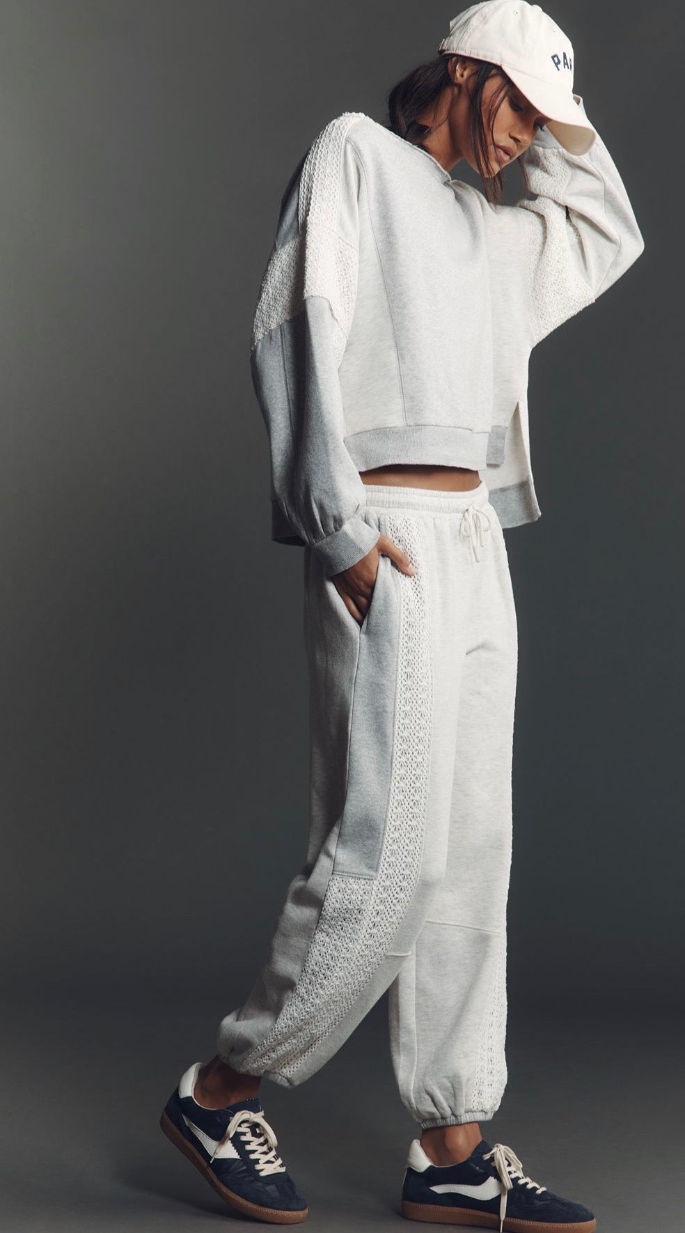 Anthropological Practice lace inset grey jogger sweatpant, size medium (oversized) *matching sweatshirt available