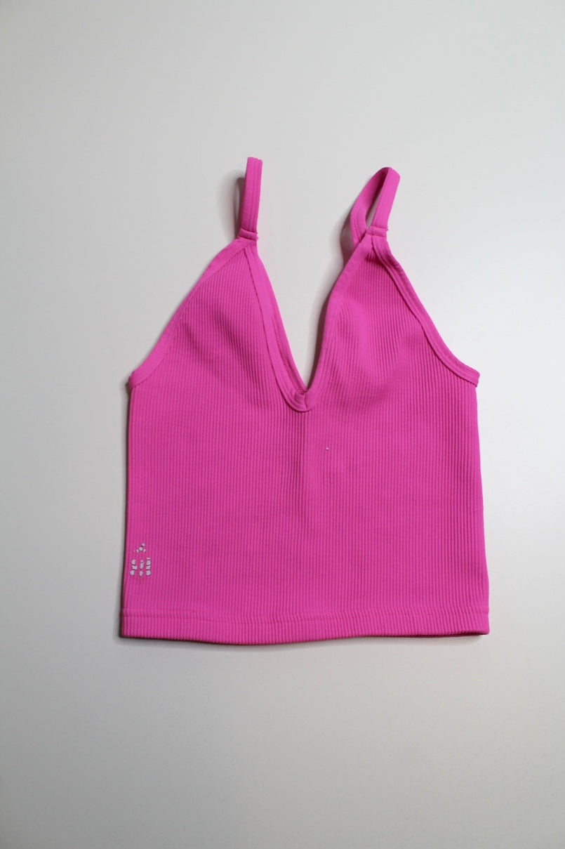Free People Movement FLORESCENT pink happiness runs v neck stretchy tank top, size xs/s
