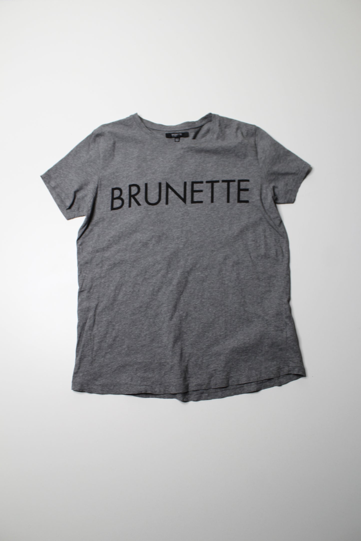 Brunette The Label heathered grey ‘BRUNETTE’ t shirt, size xs/s (oversized fit) Fits like small/medium