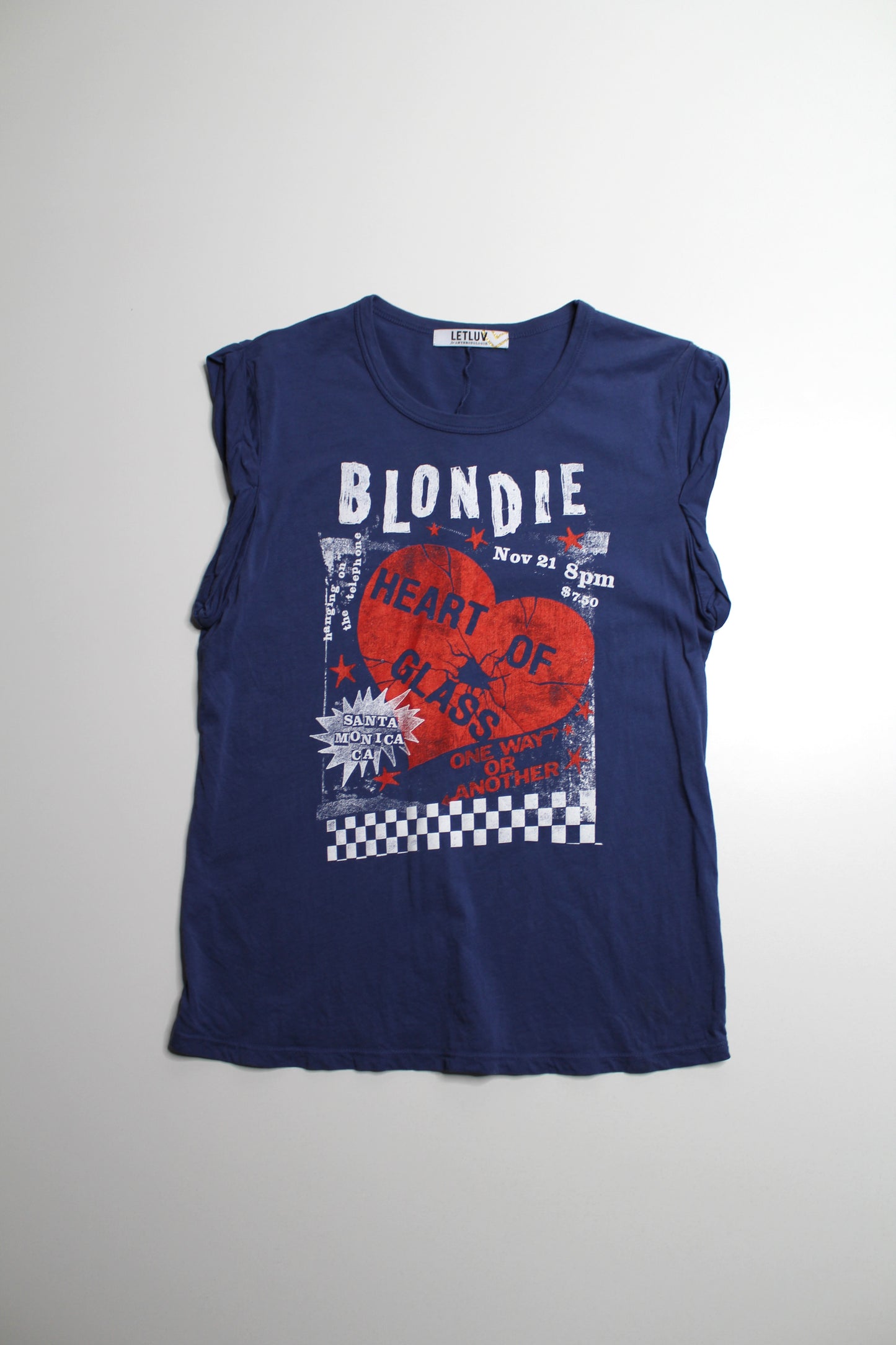 Anthropologie Letluv blue ‘1978 Blondie' roll sleeve t shirt, size small (was $25)