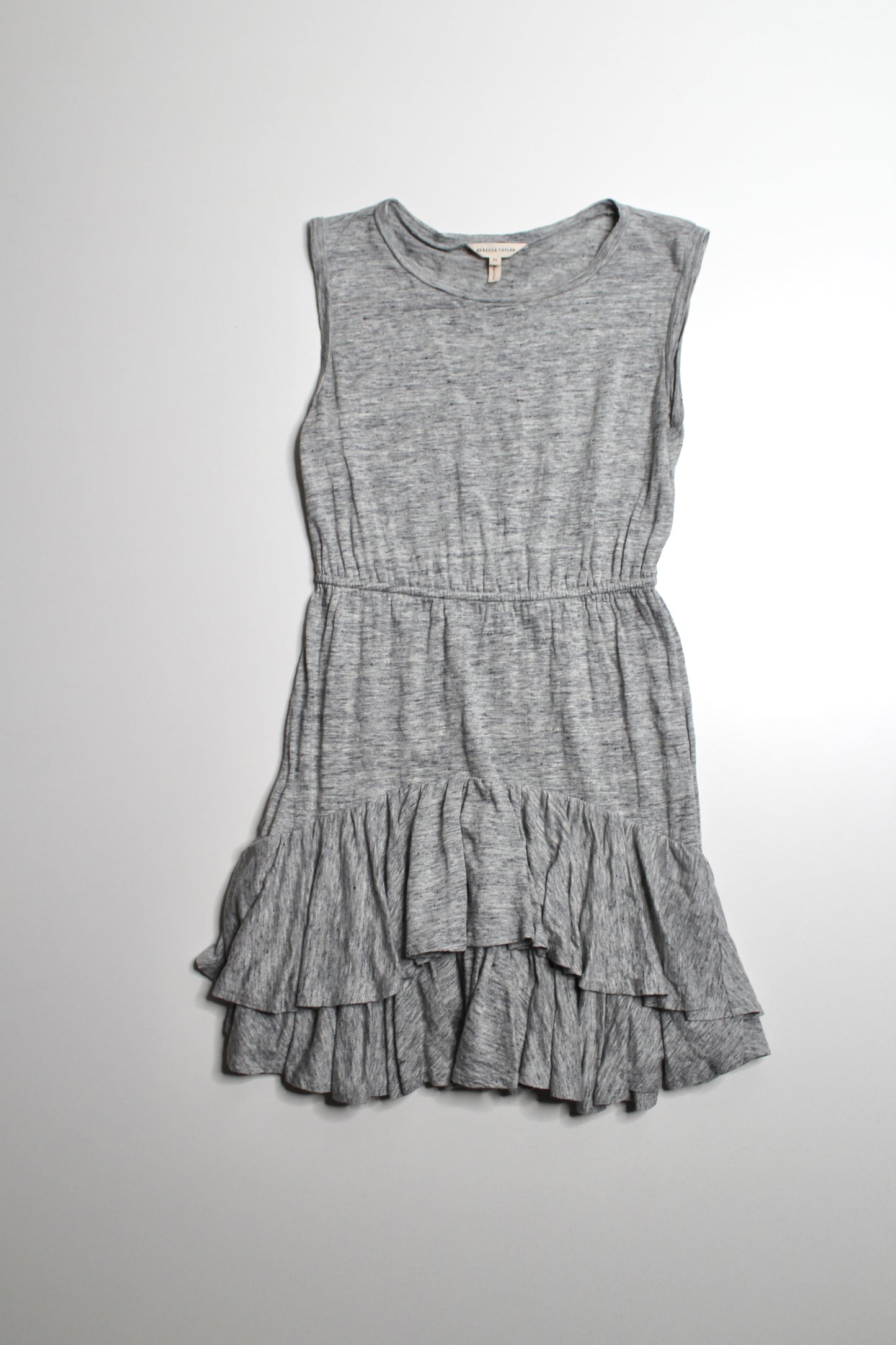 Rebecca Taylor grey jersey ruffle tiered tank dress, size xsmall