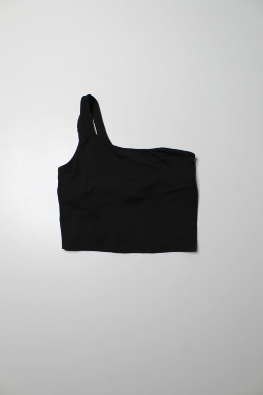 Lululemon black ‘ribbed nulu asymmetrical’ tank, size 8 (price reduced: was $35)