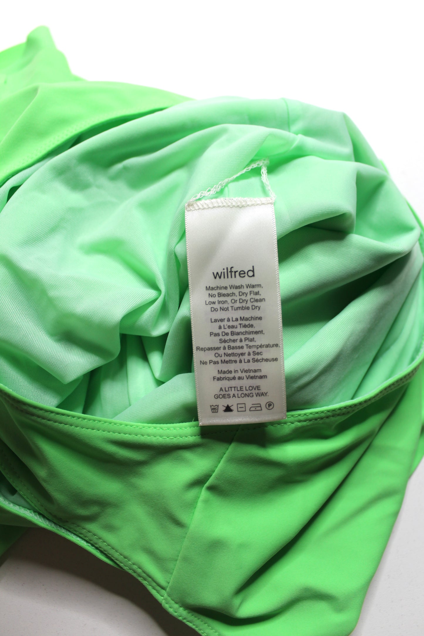 Aritzia Wilfred neon ivy ‘danette’ ruffle swimsuit, size small