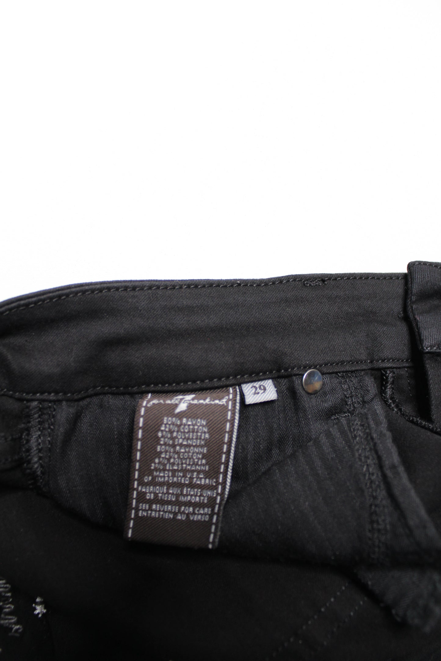 7 For All Mankind black mid rise ‘kimmie straight’ leg black denim pant, size 29 (32”)  (additional 20% off)