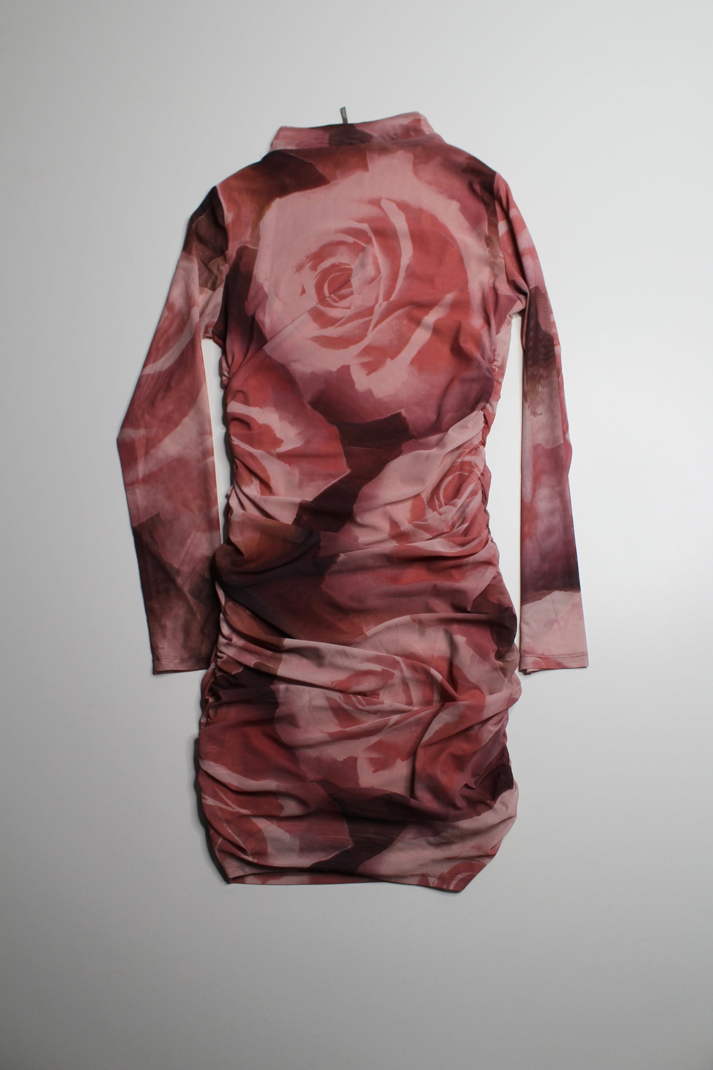 Anthropologie Maya Ruched Cowl-Neck Dress: Long-Sleeve Mesh Mini dress, size medium