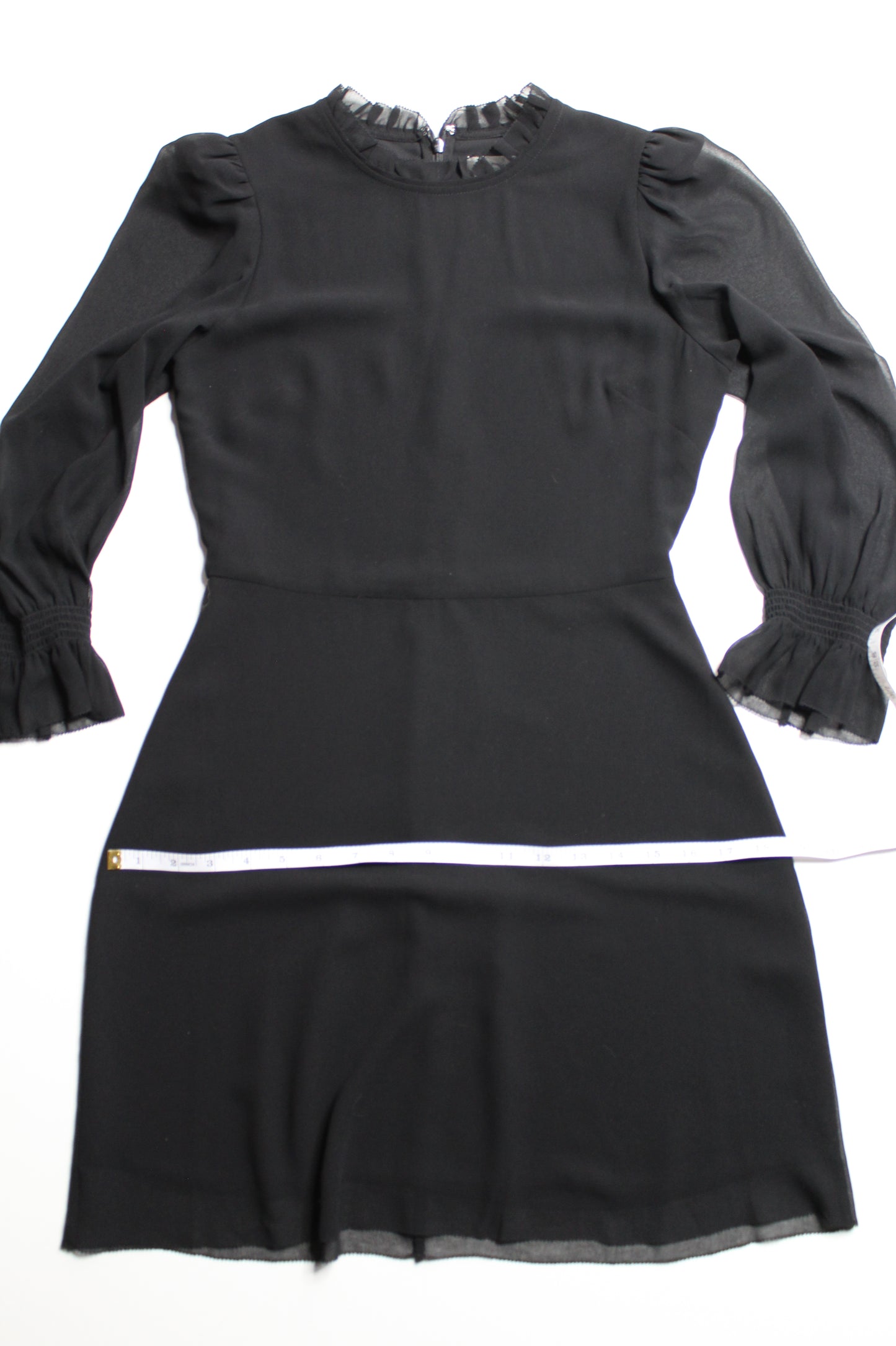 Aritzia Wilfred 'swept' black chiffon mini dress, size 4