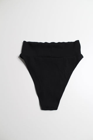 Aerie black ribbed high rise cheeky bikini bottom, size small *new without tags