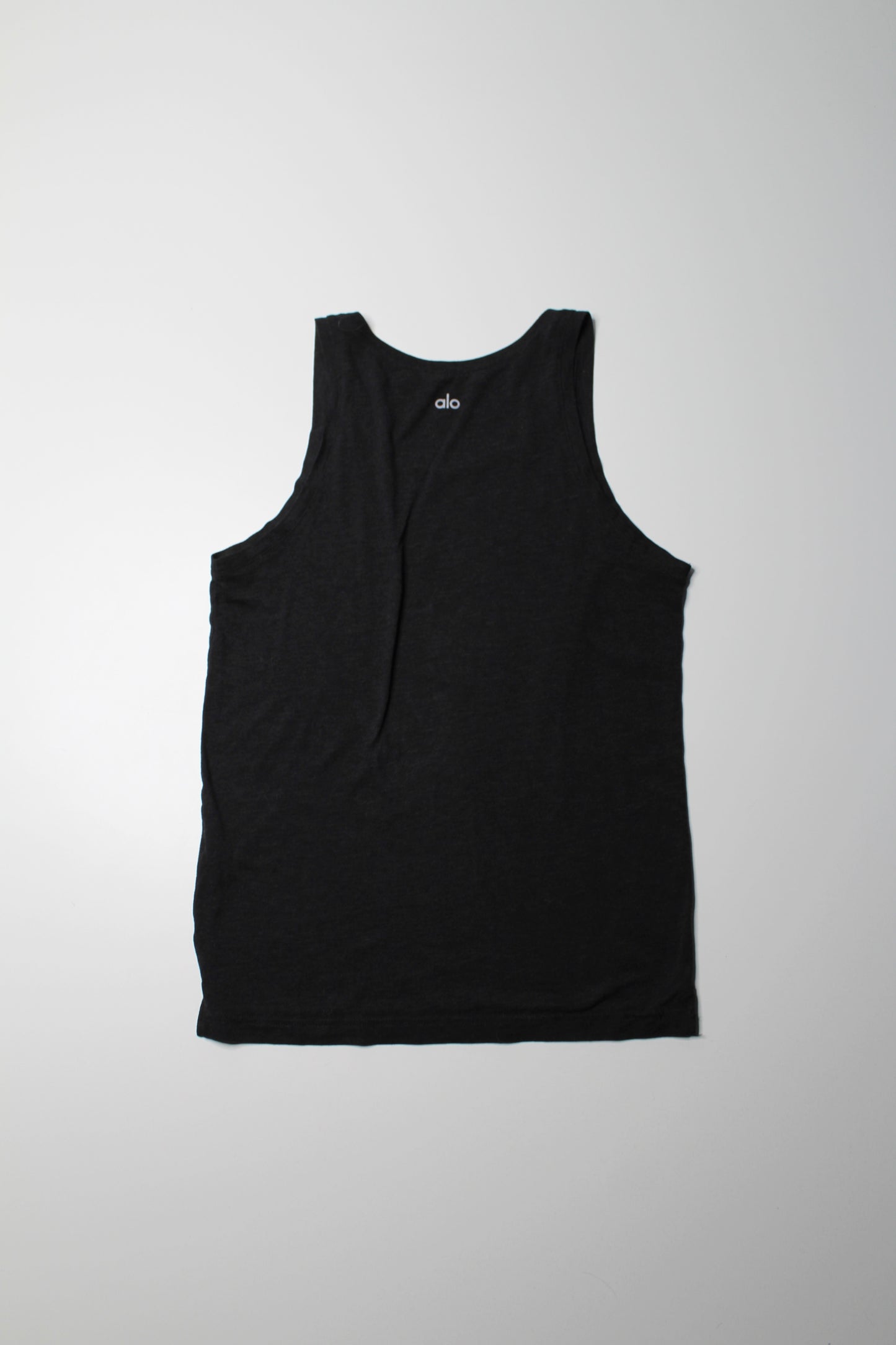 Alo Yoga black wash ‘on sundays we do butt stuff’ tank, size small