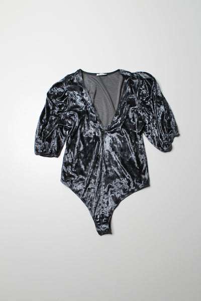 Free People grey crushed velvet bodysuit, size small