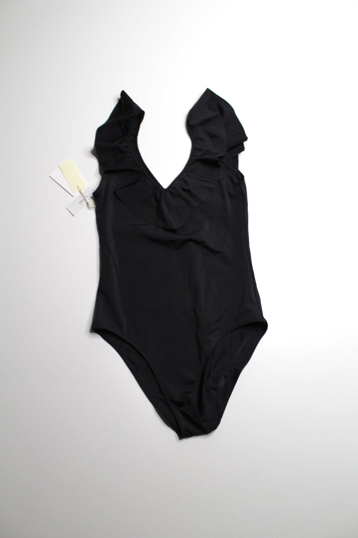 Aritzia Wilfred black ‘danette’ ruffle swimsuit, size small