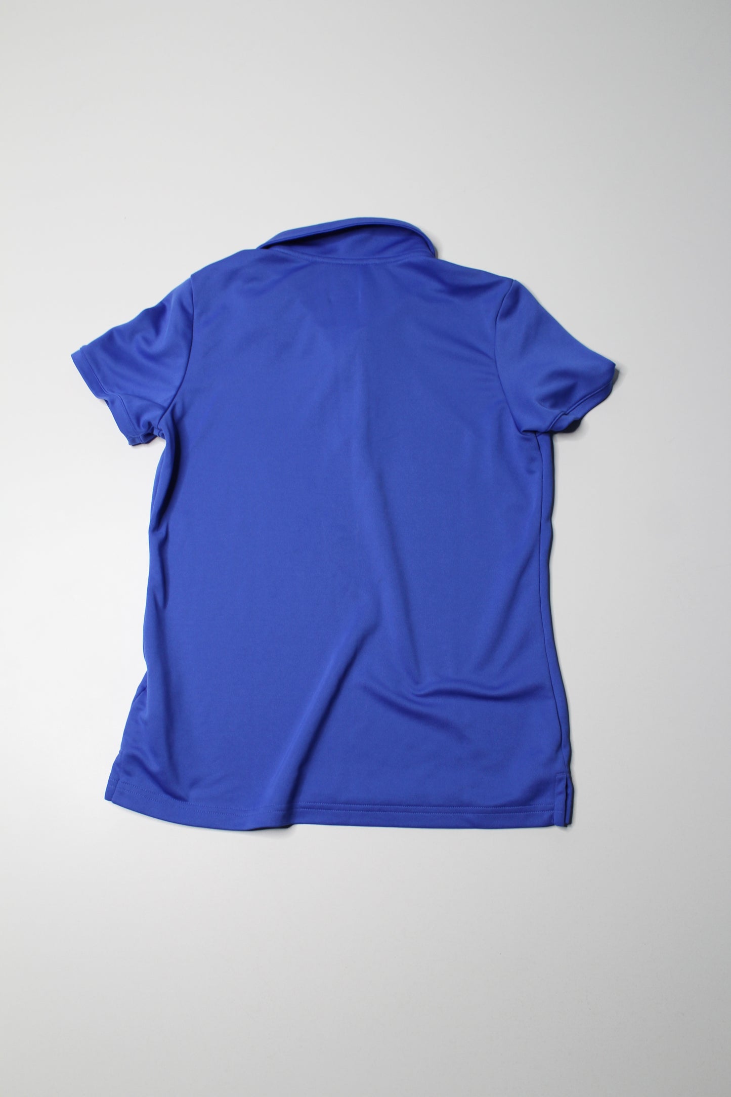 Adidas blue youth golf short sleeve, size medium (fits like ladies xs)