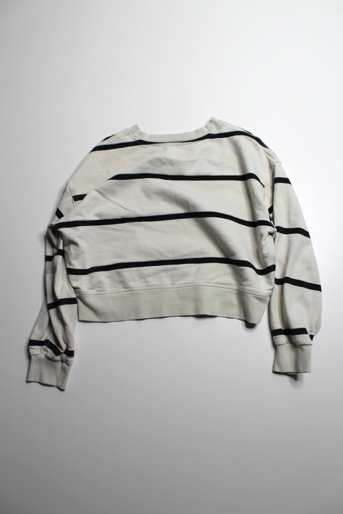 Lululemon bone striped ‘perfectly oversized cropped crew’ sweater, size 6 (oversized fit)