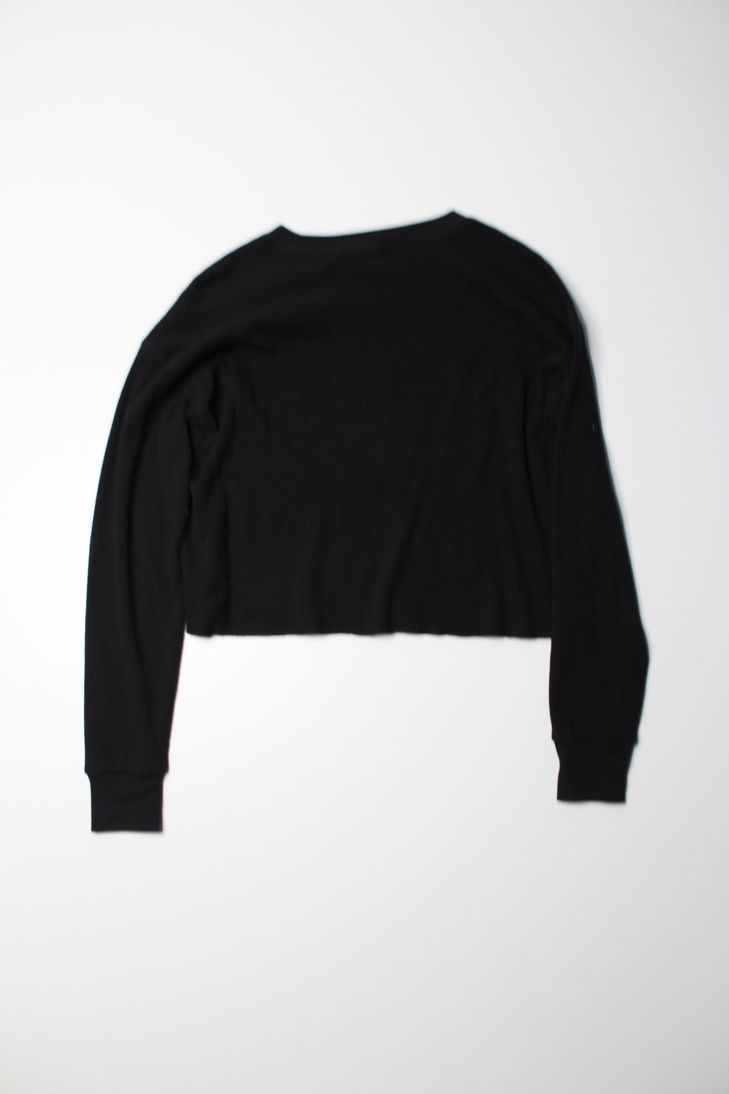 Aritzia TNA black waffle crew long sleeve, size small (oversized fit) (was $25)