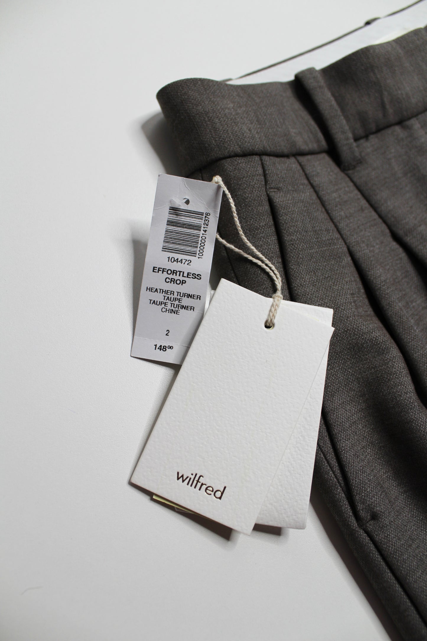 Aritzia Wilfred heathered turner taupe 'effortless' cropped pant, size 2 *new with tags