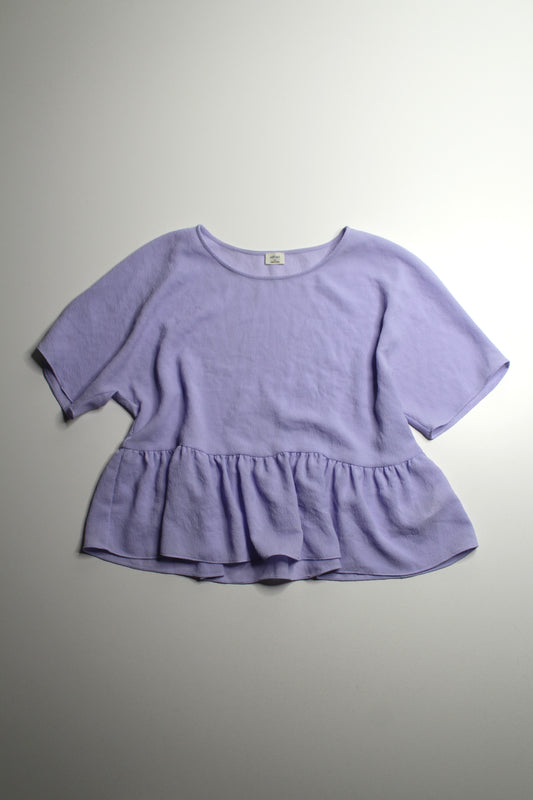 Aritzia Wilfred lavender short sleeve peplum blouse, size xs (oversized flowy fit)