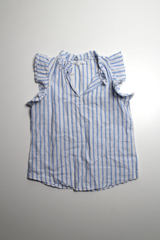 Melissa Nepton blue/white flutter sleeve blouse, size xs