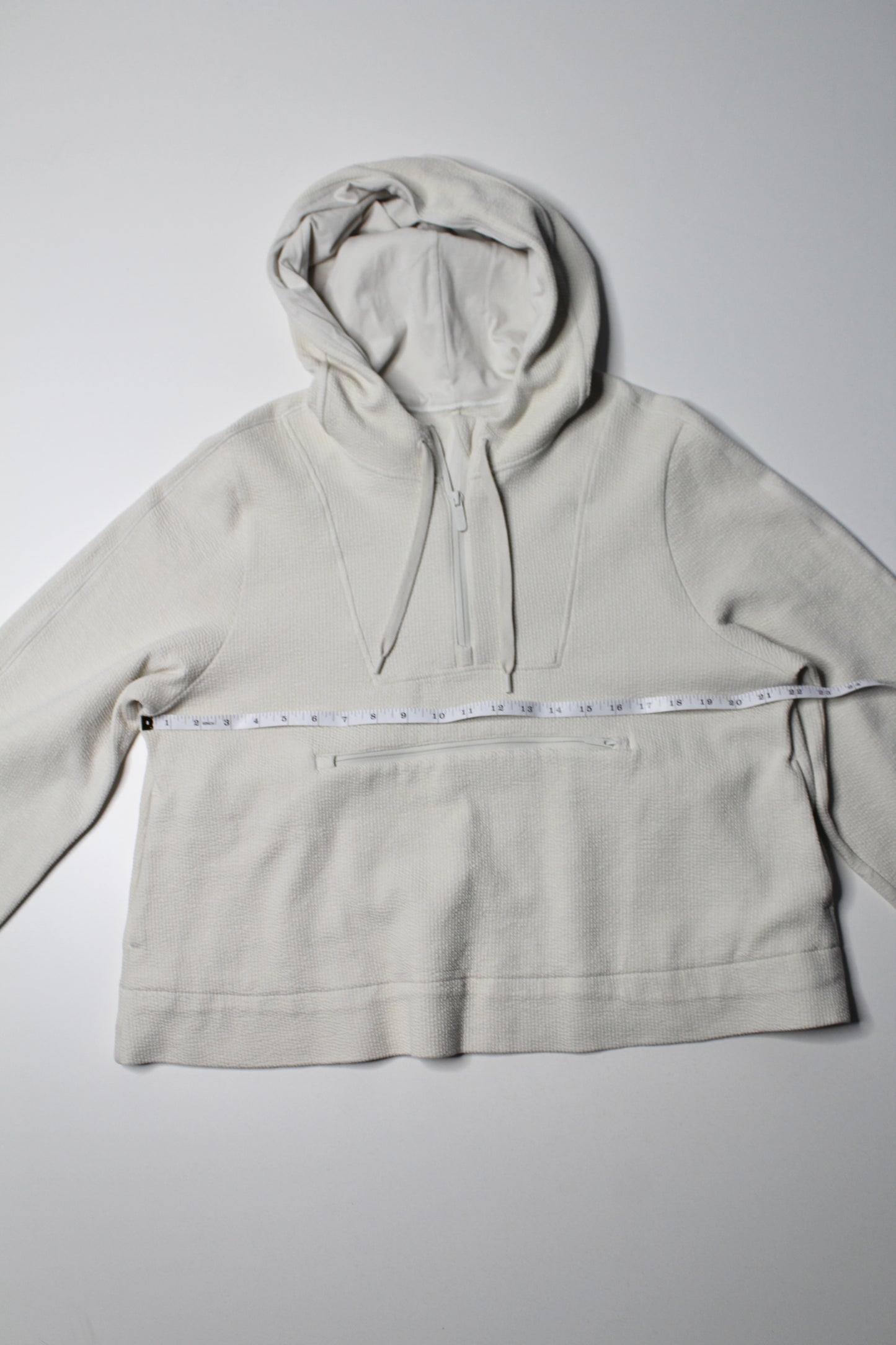 Lululemon bone ‘textured 1/2 zip’ hoodie, size 8