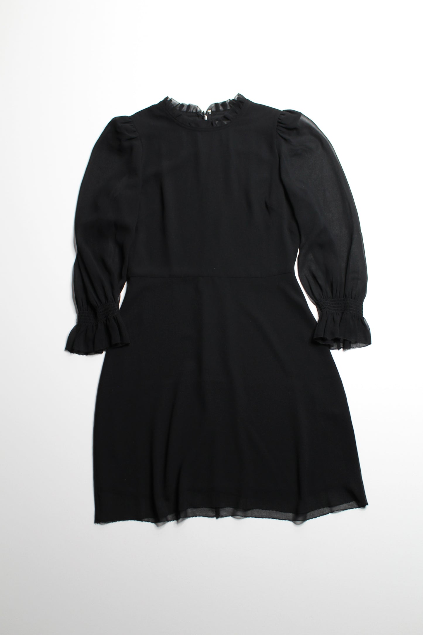 Aritzia Wilfred 'swept' black chiffon mini dress, size 4