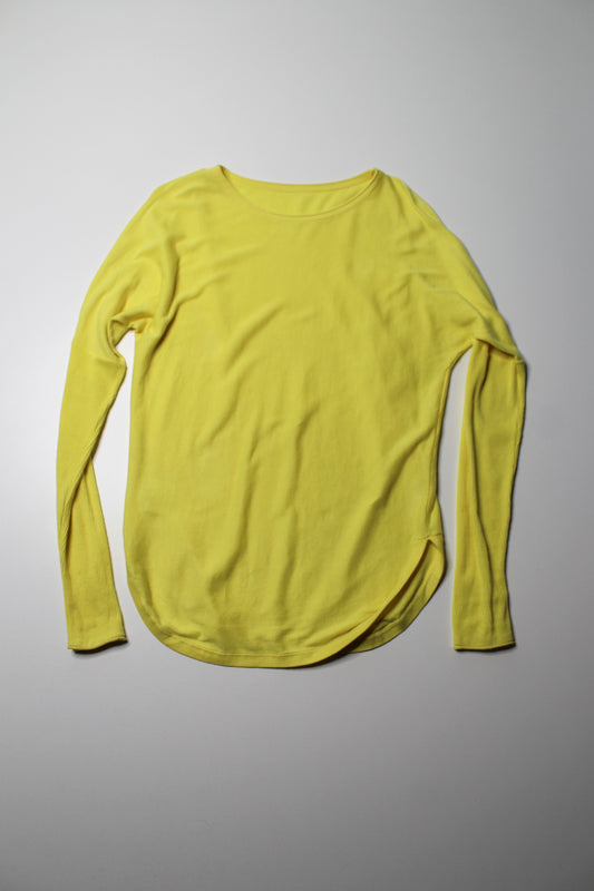 Lululemon bright yellow sweater, no size. Fits like 6 (loose fit)