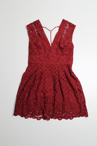 Free People one million lovers deep red lace mini dress, size 4 (fits like xs)