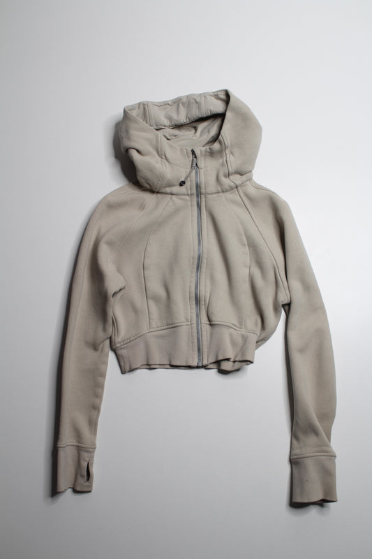 Lululemon beige cropped scuba hoodie, size 4