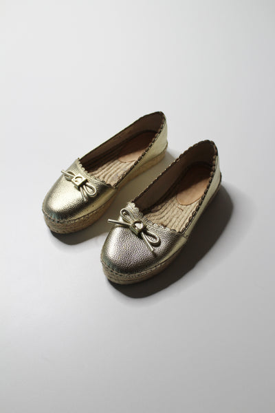 Kate Spade metallic gold ‘bow’ espadrilles slip on shoes, size 6