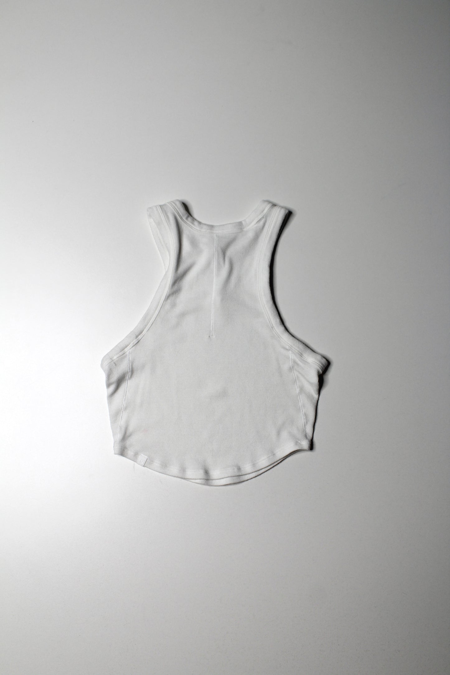 Lululemon white ‘hold tight’ high neck cropped tank, size 2