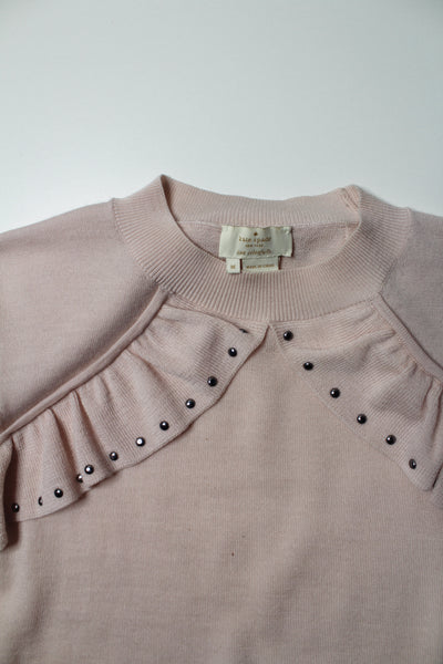 Kate Spade blush pink ruffle sweater, size medium