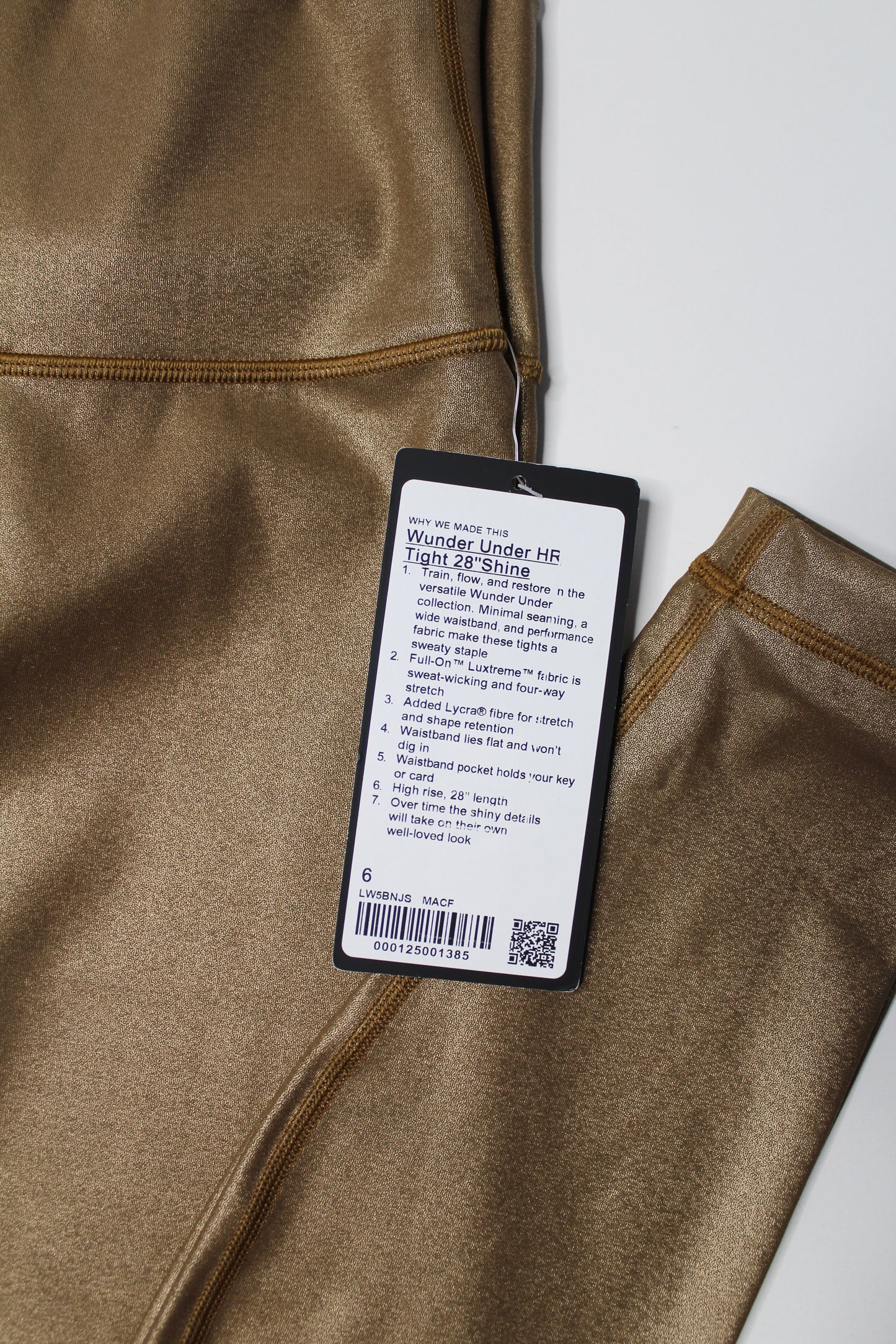 Lululemon matte copper foil ‘wunder under’ leggings, size 6 (28”) *new with tags (sale: 10% off)