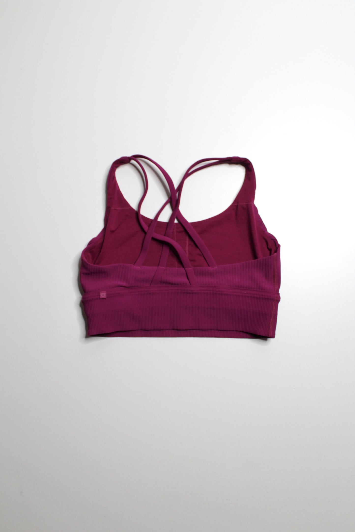 Lululemon deep fuchsia ‘energy’ bra long line ribbed, size 8