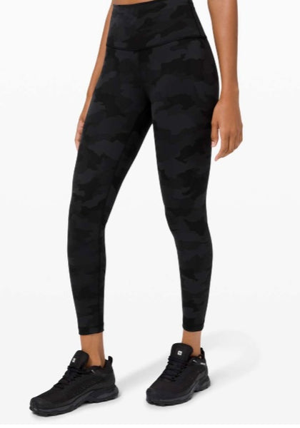 Lululemon 365 heritage camo deep coal multi ‘wunder train’ high rise tight, size 6 (25") (price reduced: was $58)